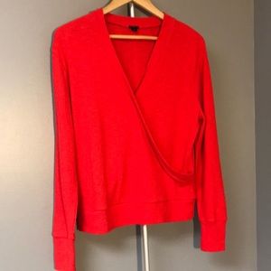 J Crew Crepe Cotton Cross Cut Long Sleeve Top